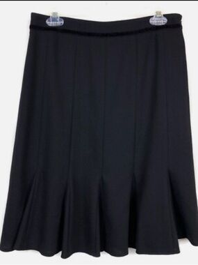 Ann Taylor LOFT Petite Black Wool-Gored A-Line Skirt